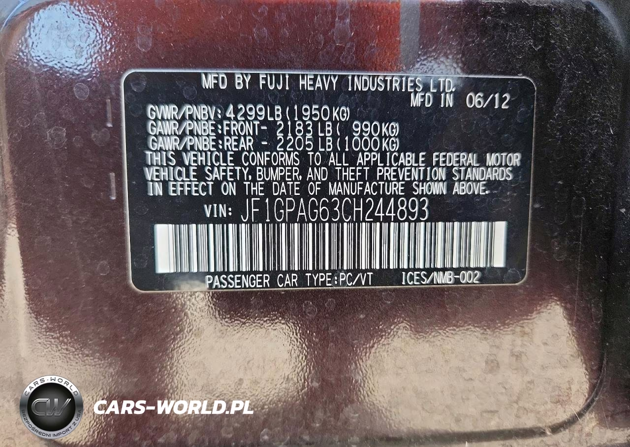 2012 Subaru Impreza Limited VIN:JF1GPAG63CH244893 - 13