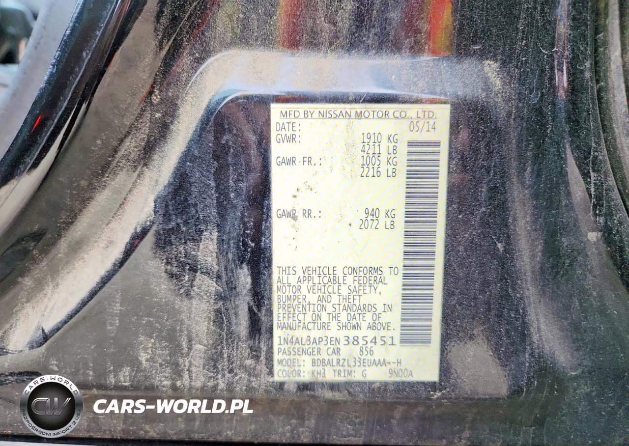 2014 Nissan Altima 2.5 VIN:1N4AL3AP3EN385451 - 12