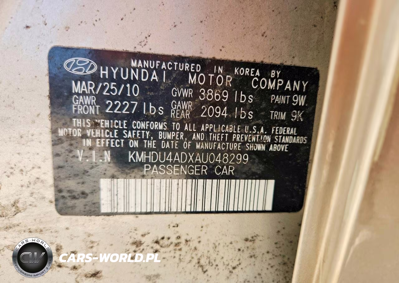 2010 Hyundai Elantra Gls VIN:KMHDU4ADXAU048299 - 12