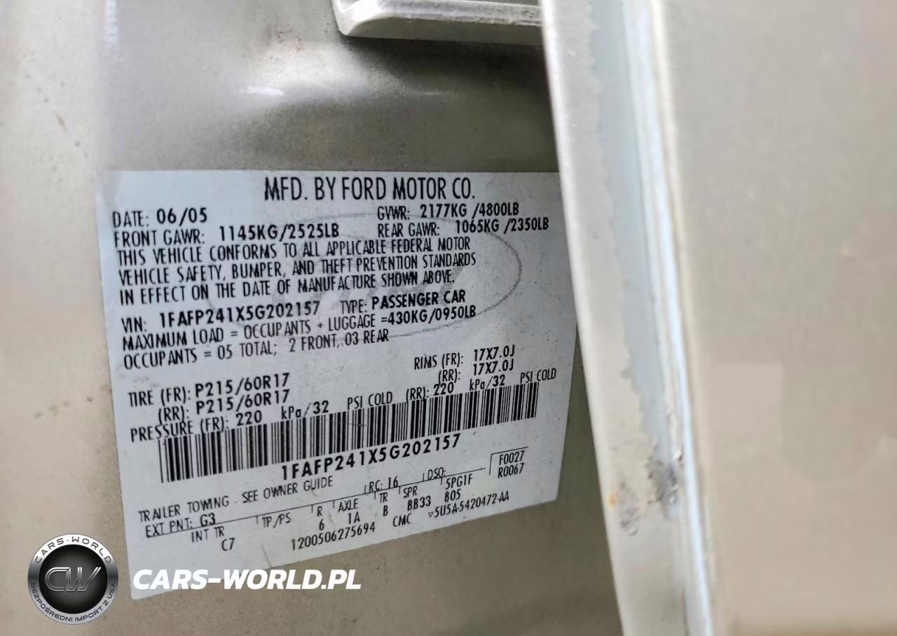 2005 Ford Five Hundred VIN:1FAFP241X5G202157 - 12