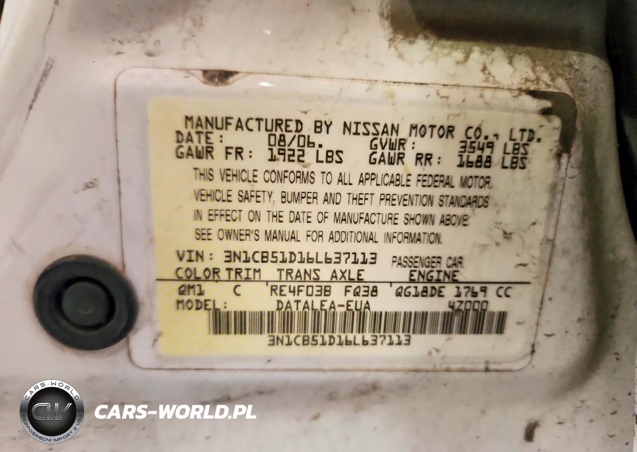 2006 Nissan Sentra 1.8 VIN:3N1CB51D16L637113 - 12
