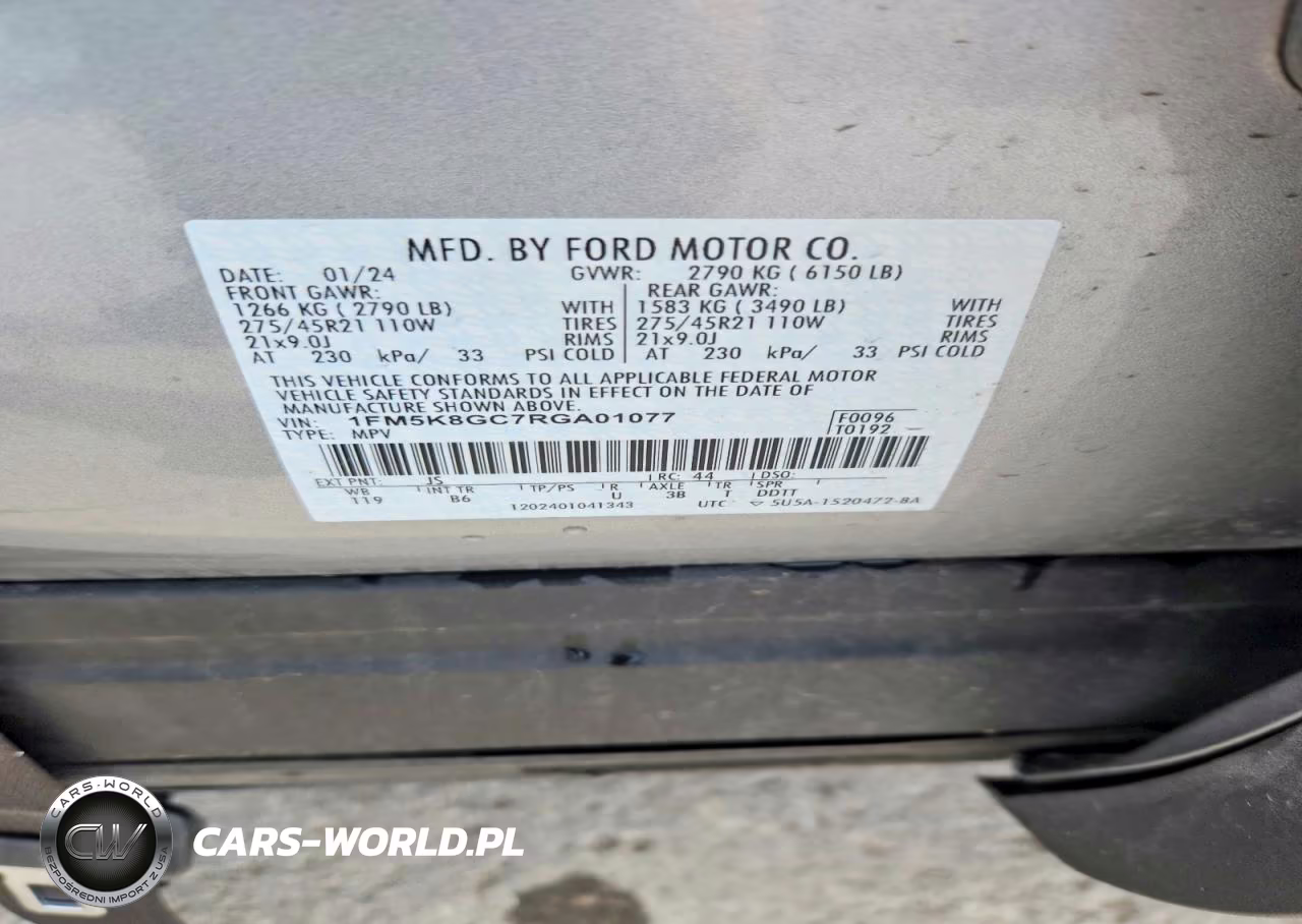 2024 Ford Explorer St VIN:1FM5K8GC7RGA01077 - 13
