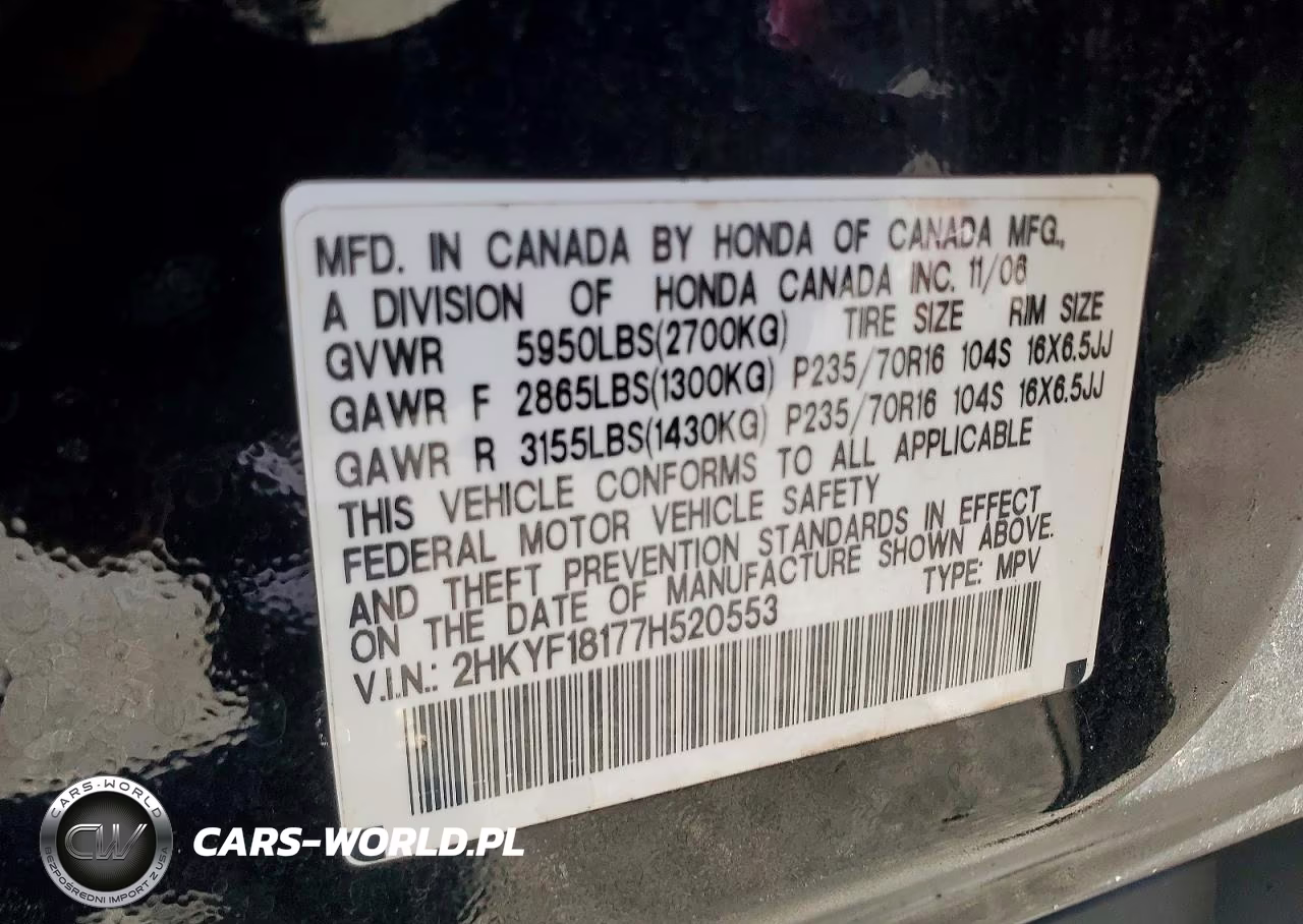 2007 Honda Pilot Lx VIN:2HKYF18177H520553 - 14