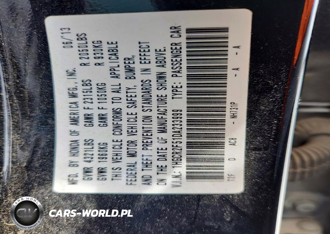 2013 Honda Accord Sport VIN:1HGCR2F51DA233999 - 12