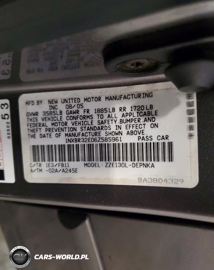 2006 Toyota Corolla Le VIN:1NXBR32E06Z585961 - 12
