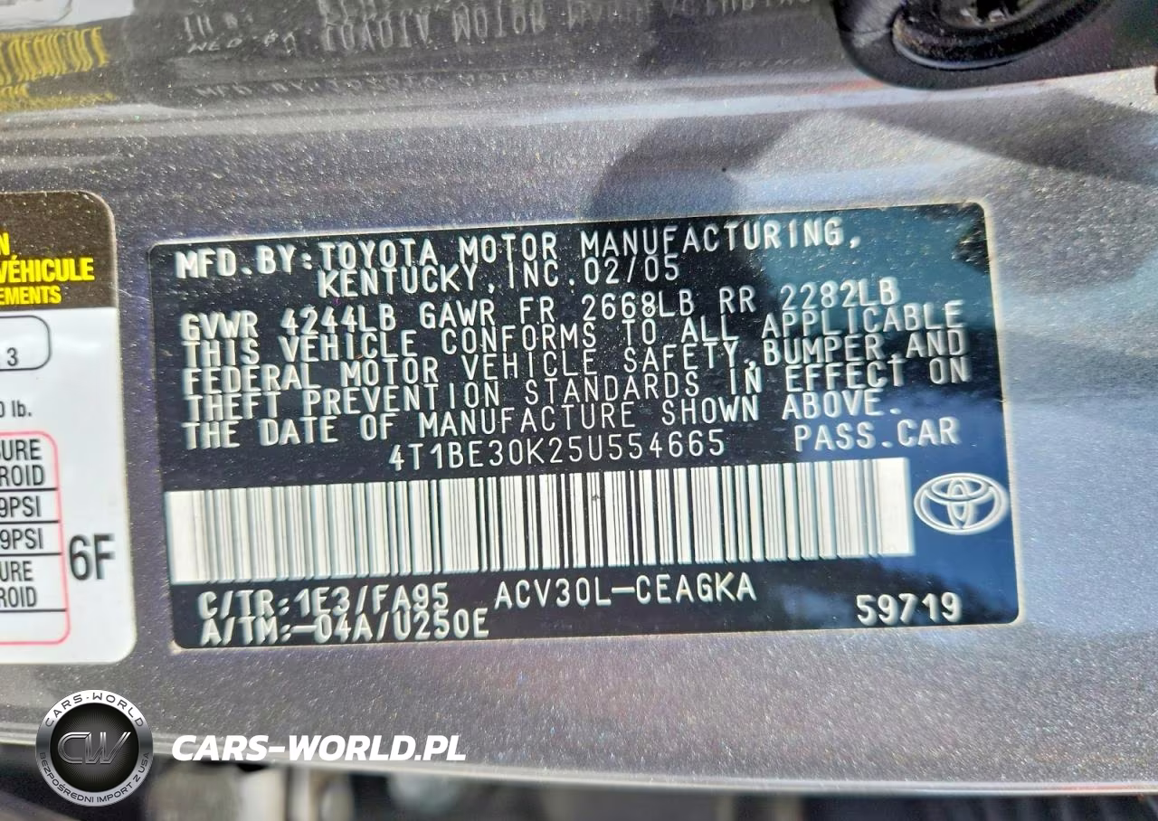 2005 Toyota Camry Xle VIN:4T1BE30K25U554665 - 13