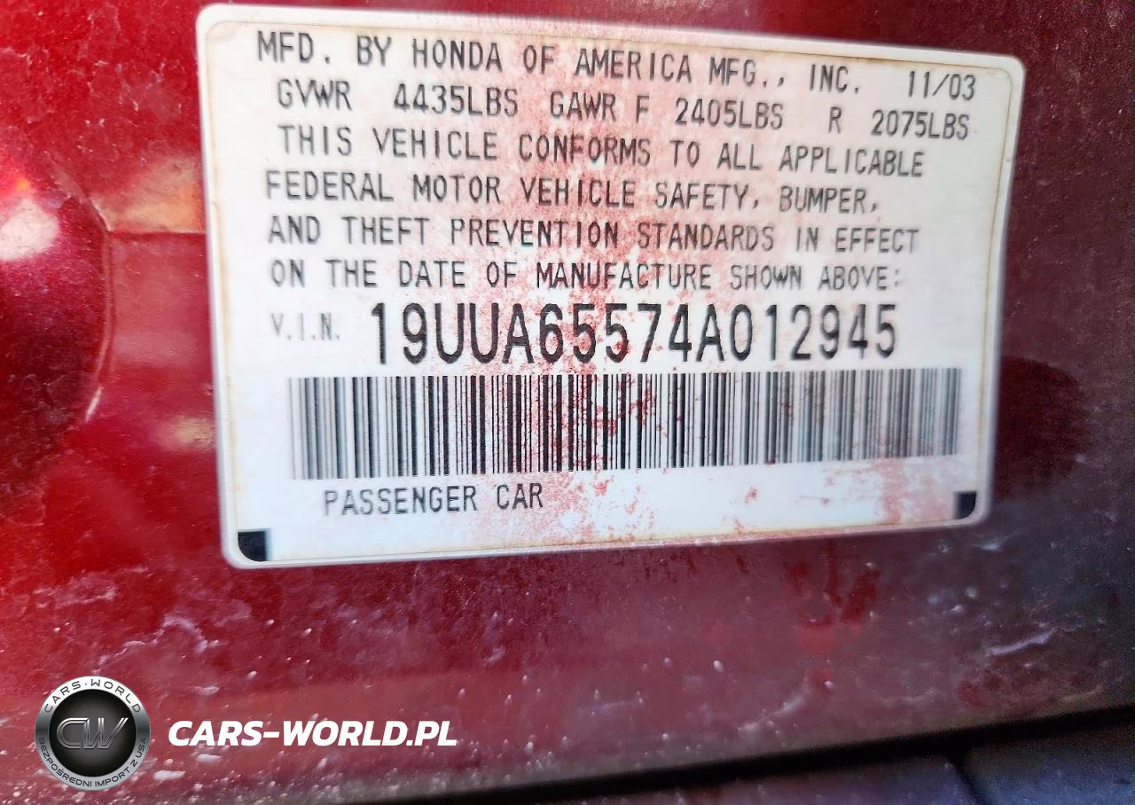 2004 Acura Tl VIN:19UUA65574A012945 - 12