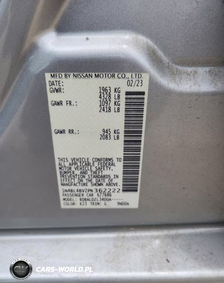 2023 Nissan Altima S VIN:1N4BL4BV2PN362222 - 12