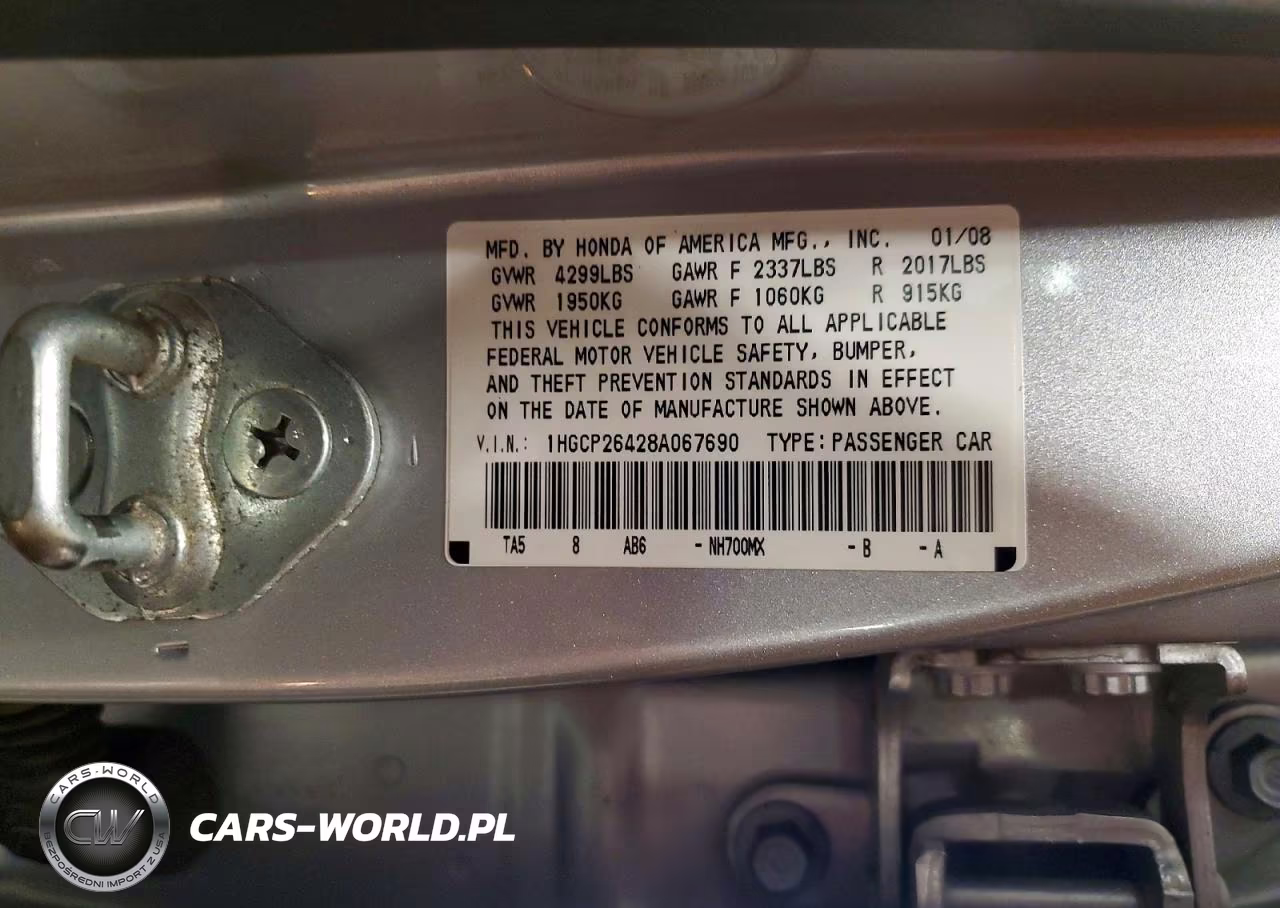 2008 Honda Accord Lxp VIN:1HGCP26428A067690 - 12