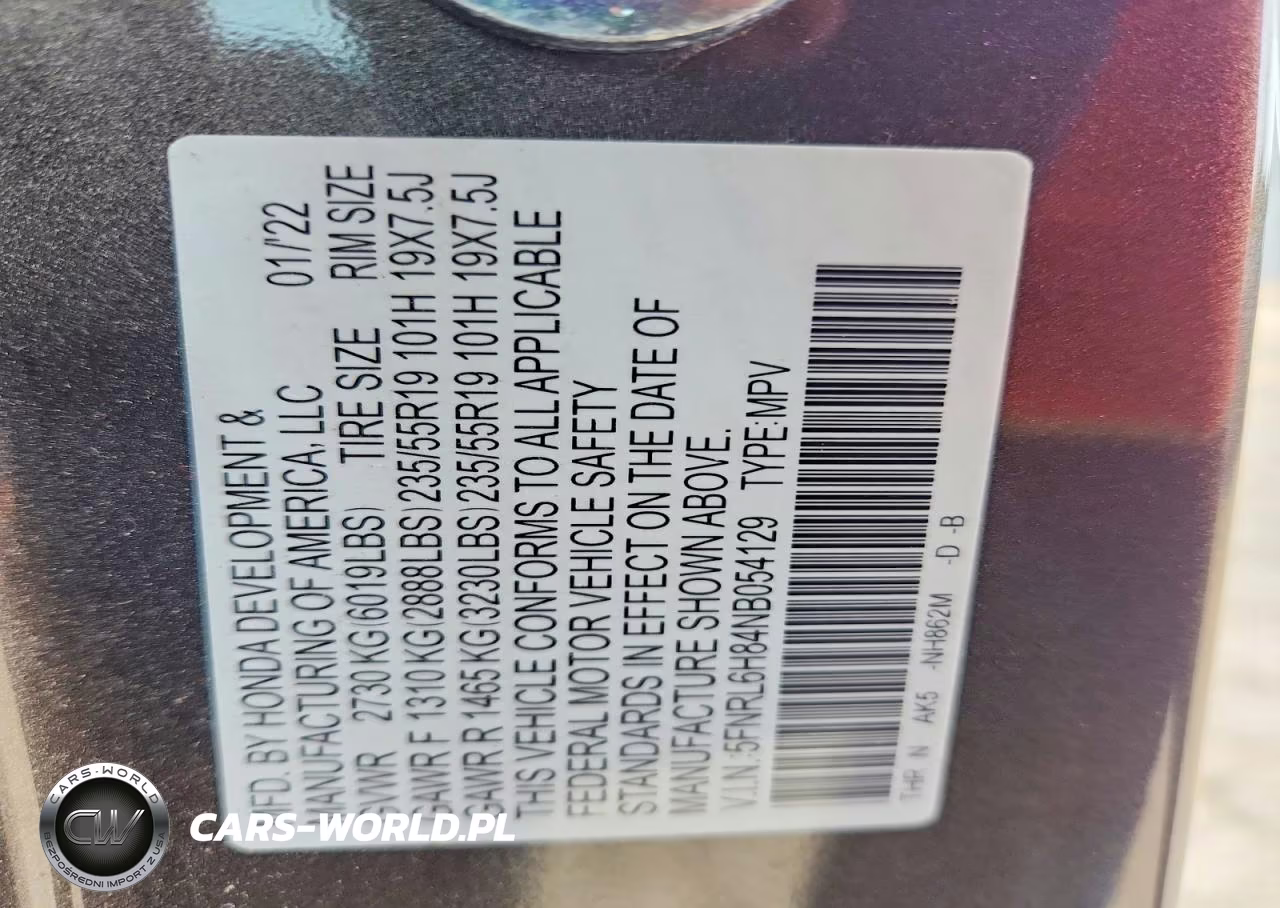 2022 Honda Odyssey Touring VIN:5FNRL6H84NB054129 - 14