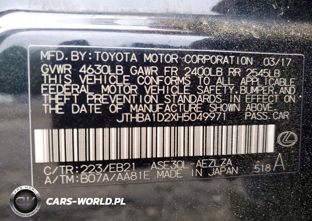2017 Lexus Is 200T VIN:JTHBA1D2XH5049971 - 12
