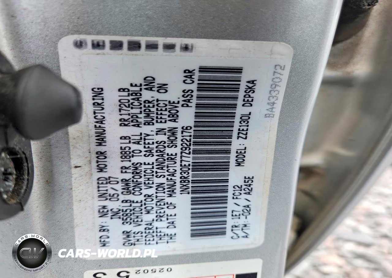 2007 Toyota Corolla S VIN:1NXBR30E77Z922176 - 12