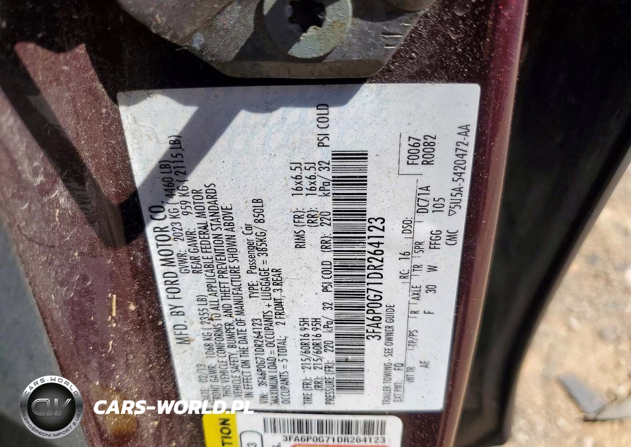 2013 Ford Fusion S VIN:3FA6P0G71DR264123 - 12