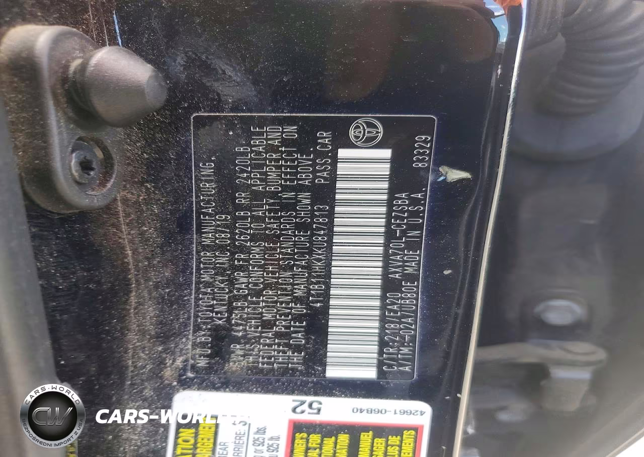 2019 Toyota Camry Se VIN:4T1B11HKXKU847813 - 12