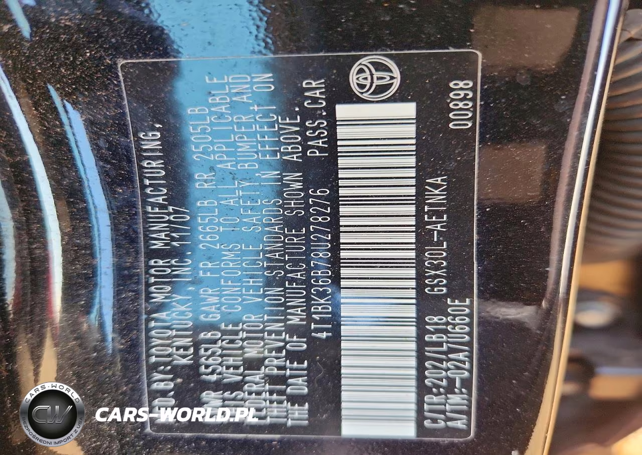 2008 Toyota Avalon Touring VIN:4T1BK36B78U278276 - 12