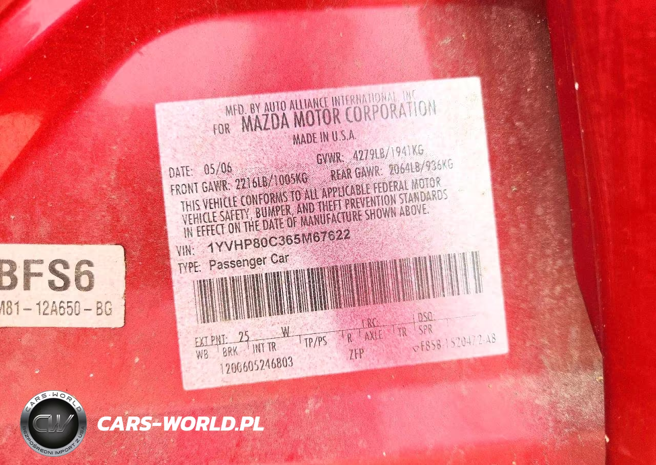 2006 Mazda 6 I VIN:1YVHP80C365M67622 - 12