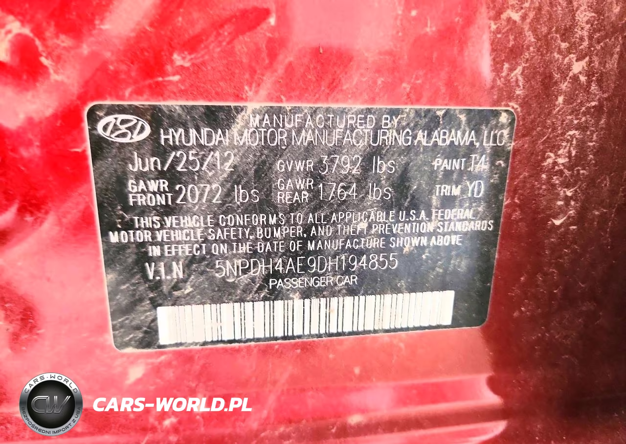 2013 Hyundai Elantra Gls VIN:5NPDH4AE9DH194855 - 12