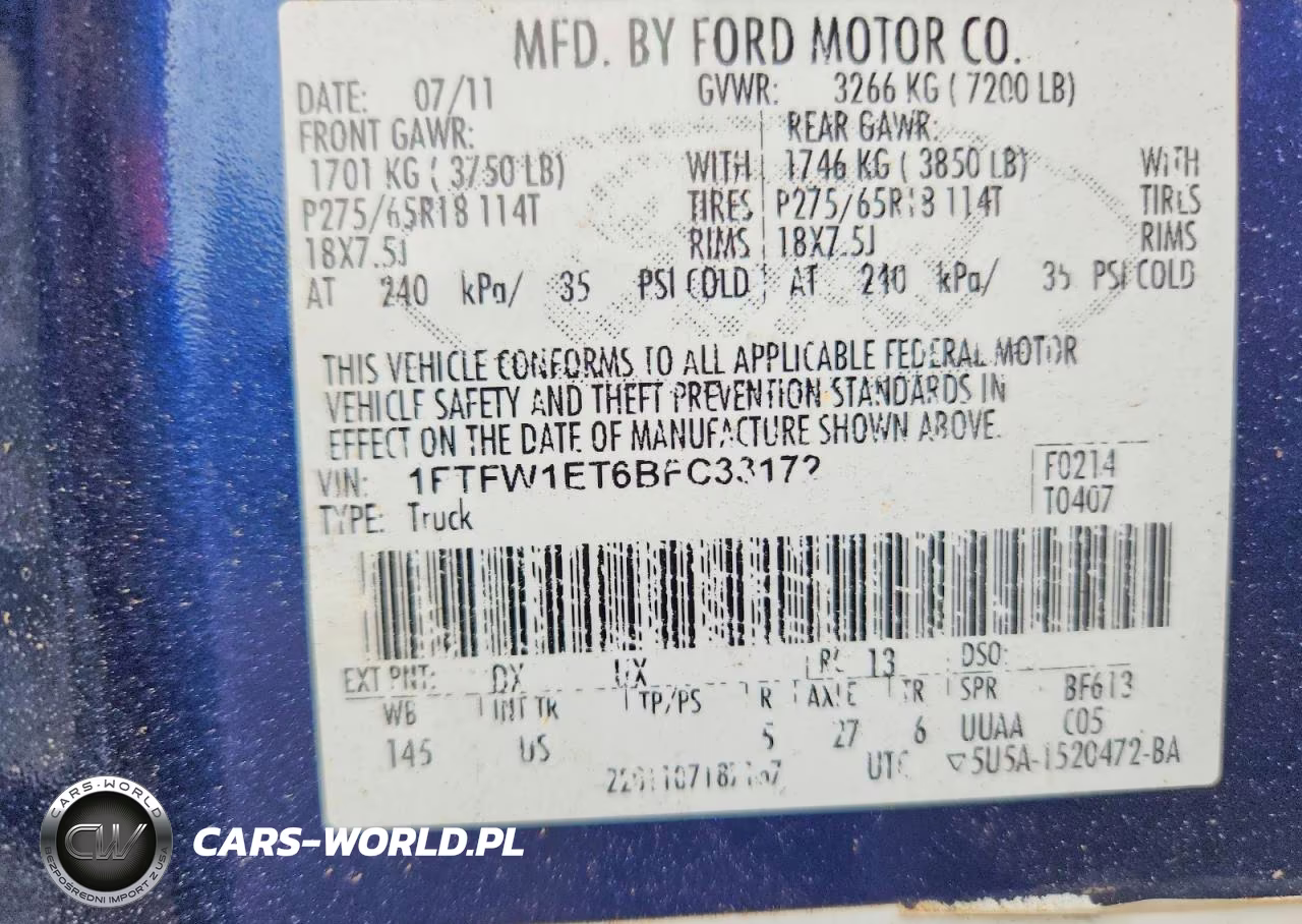 2011 Ford F150 Supercrew VIN:1FTFW1ET6BFC33172 - 12