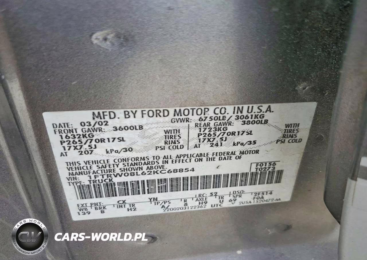 2002 Ford F150 Supercrew VIN:1FTRW08L62KC68854 - 13
