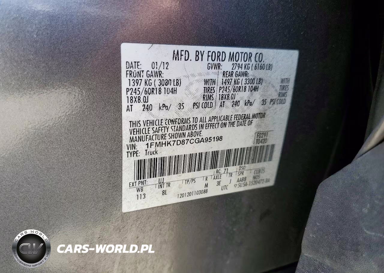 2012 Ford Explorer Xlt VIN:1FMHK7D87CGA95198 - 13