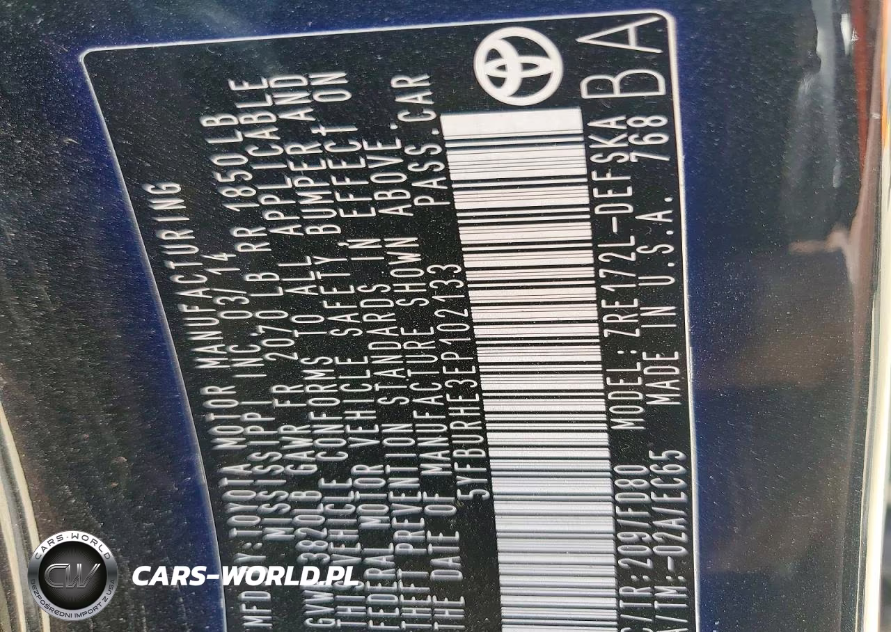 2014 Toyota Corolla S Plus VIN:5YFBURHE3EP102133 - 12