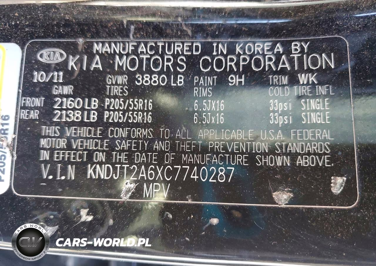 2012 Kia Soul + VIN:KNDJT2A6XC7740287 - 13