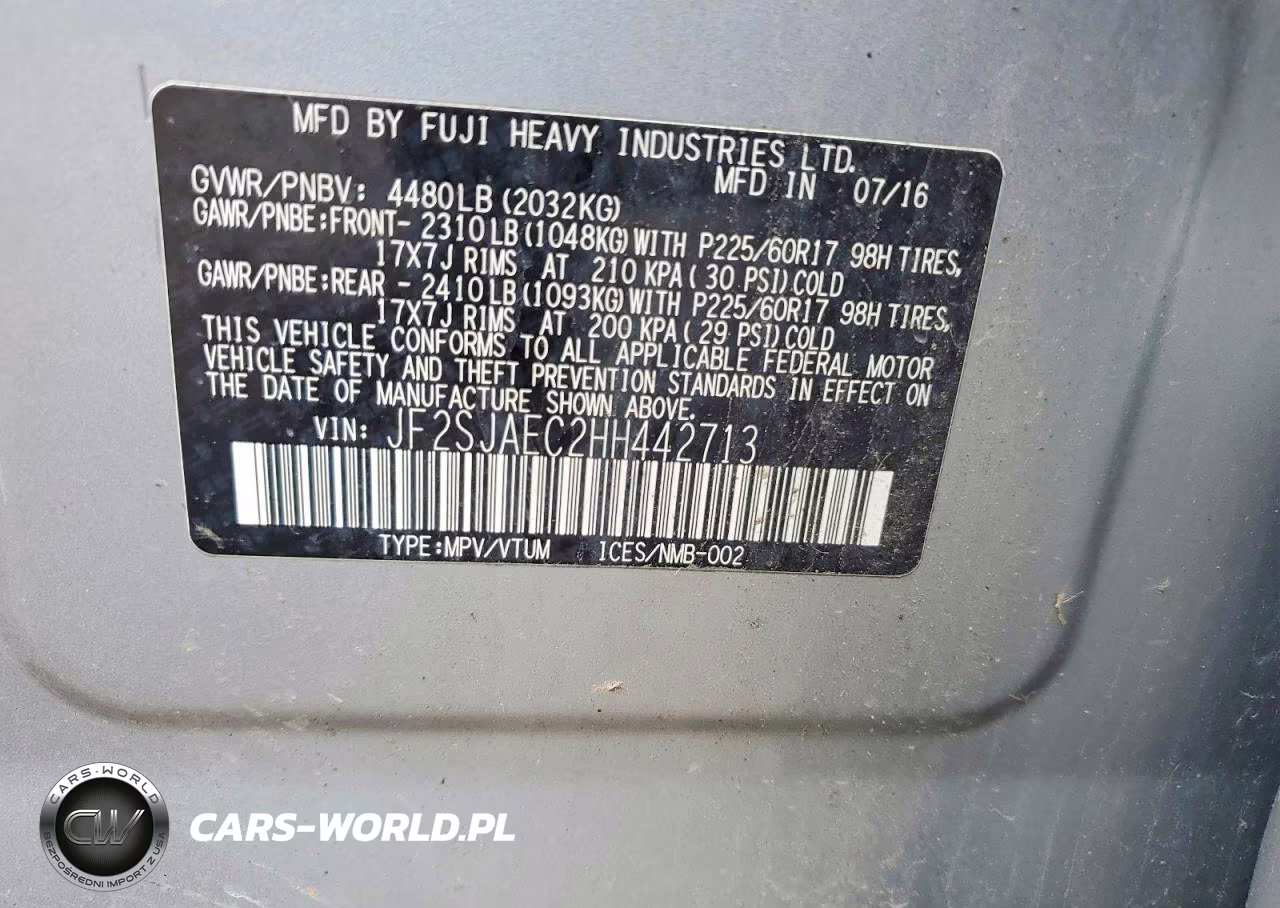 2017 Subaru Forester 2.5I Premium VIN:JF2SJAEC2HH442713 - 13