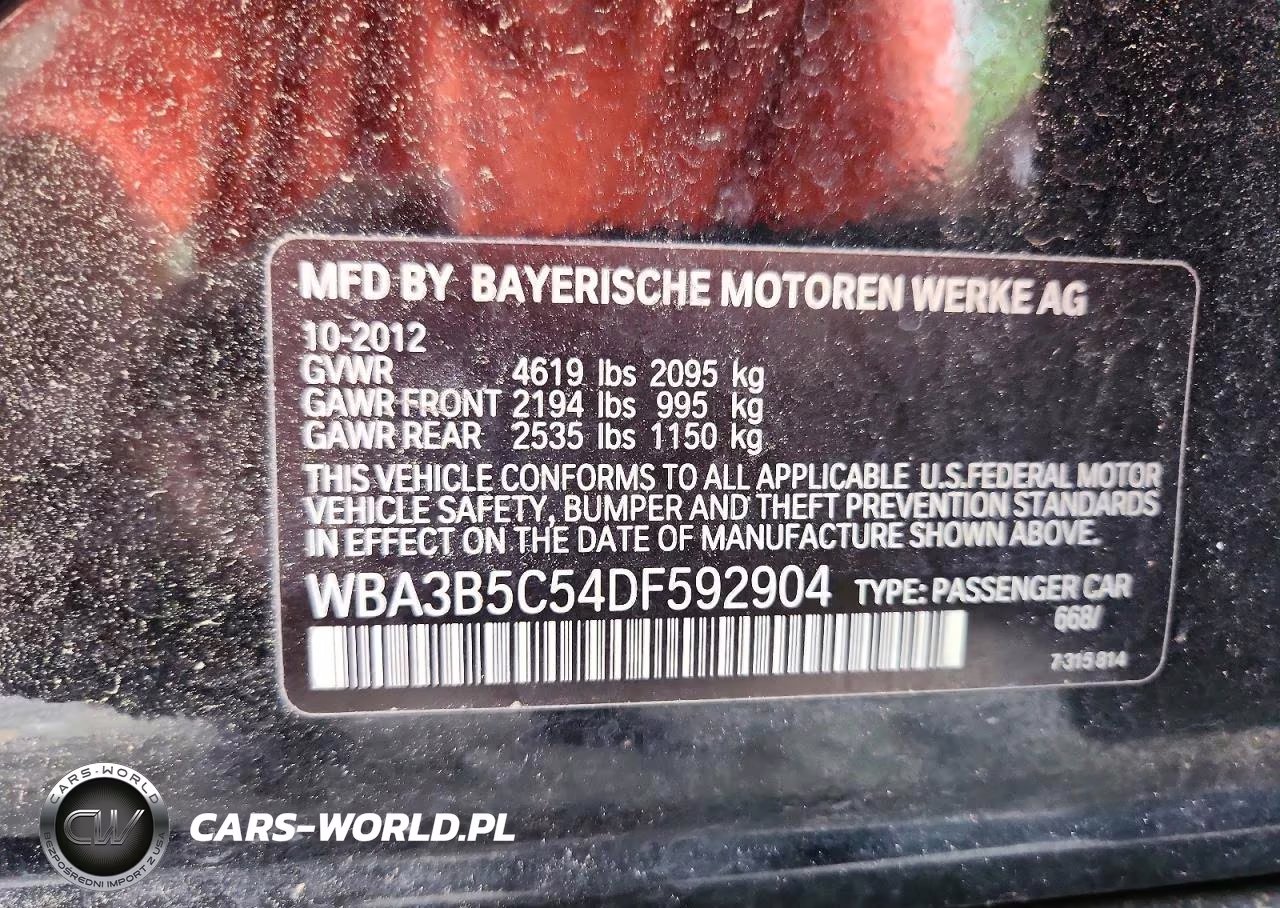 2013 BMW 328 Xi Sulev VIN:WBA3B5C54DF592904 - 12