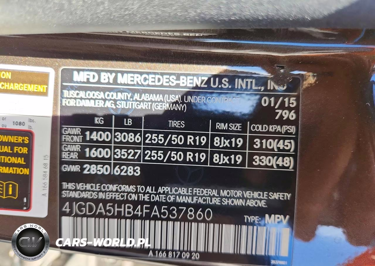2015 Mercedes-Benz Ml 350 4Matic VIN:4JGDA5HB4FA537860 - 13