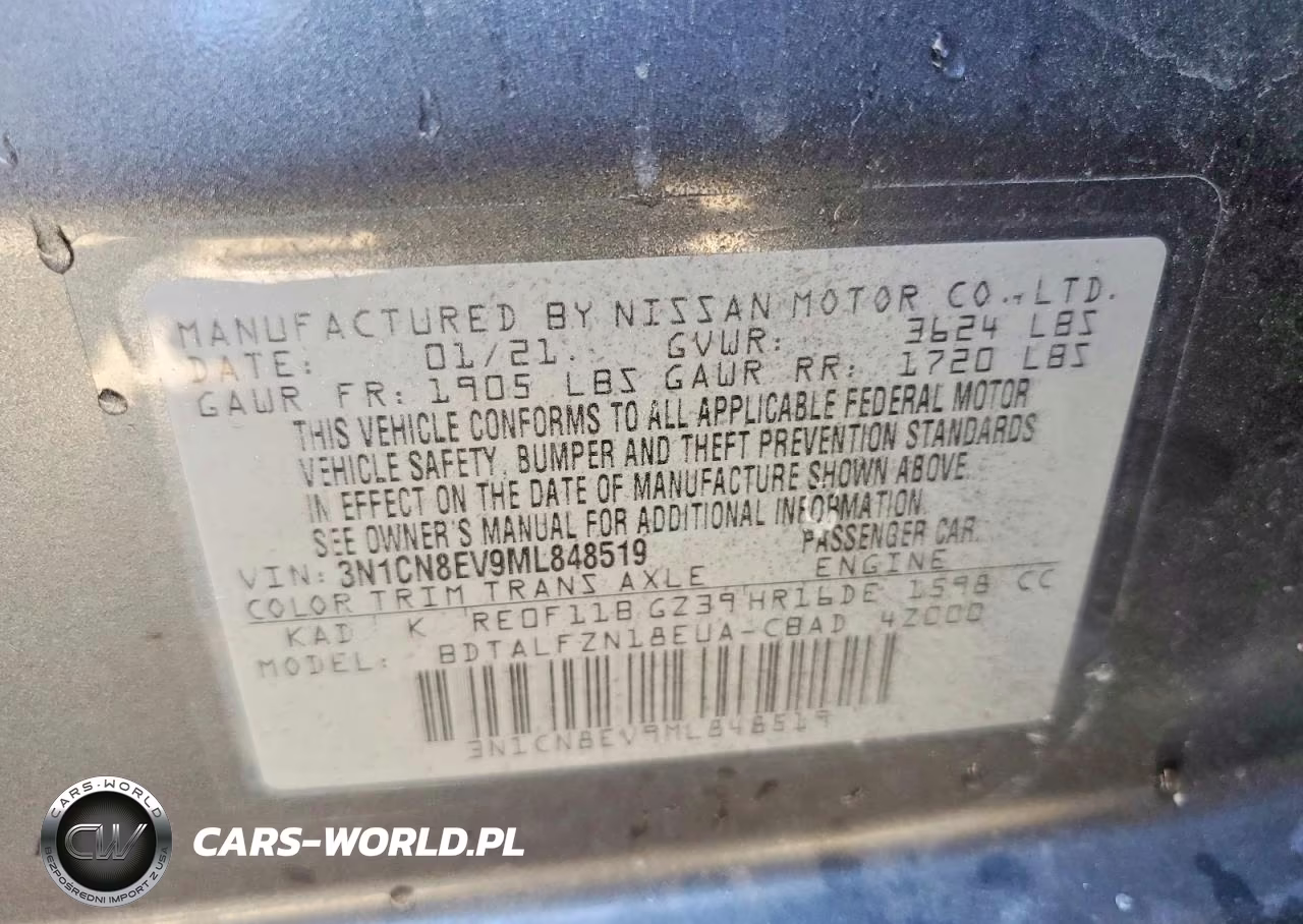 2021 Nissan Versa Sv VIN:3N1CN8EV9ML848519 - 12