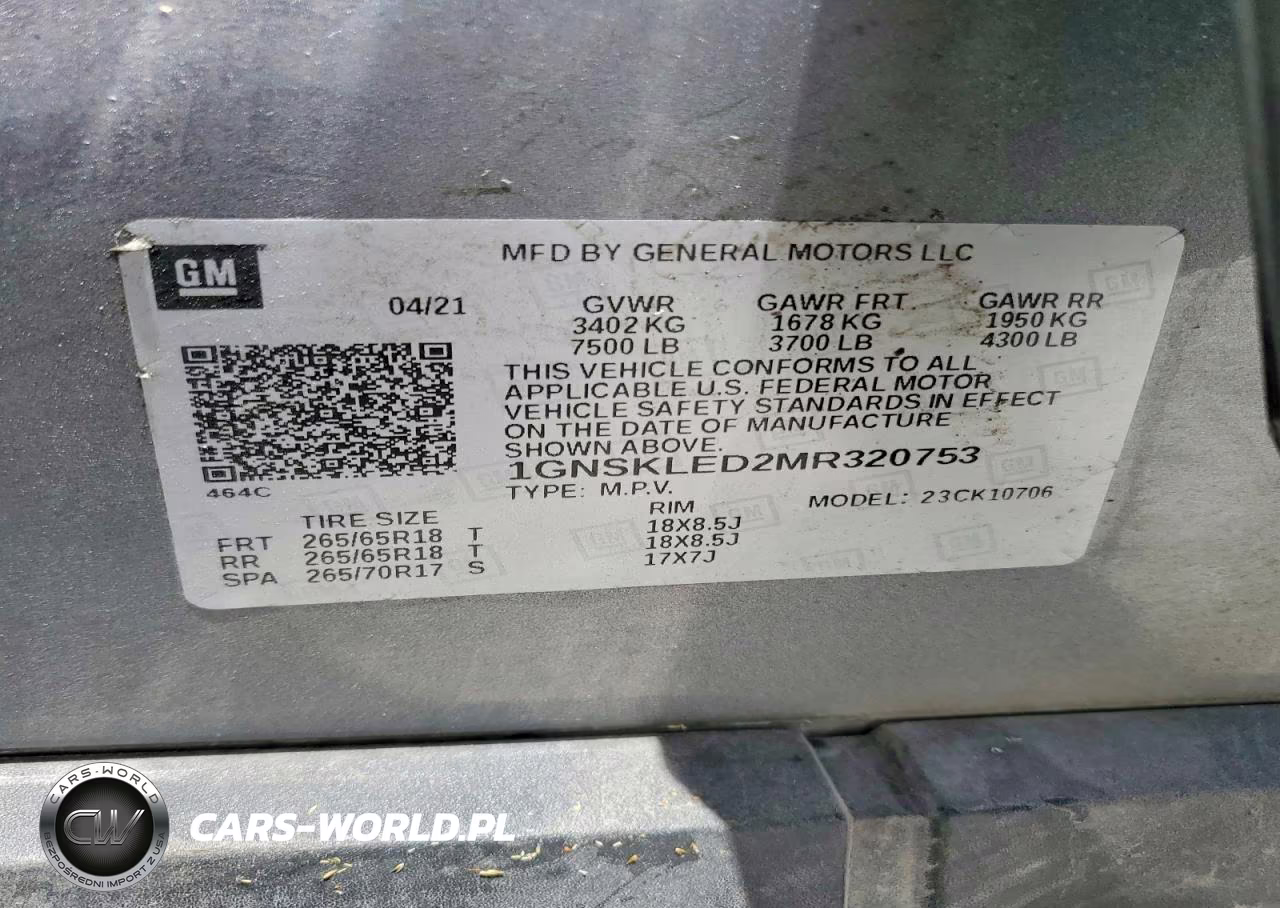 2021 Chevrolet Tahoe K1500 VIN:1GNSKLED2MR320753 - 13