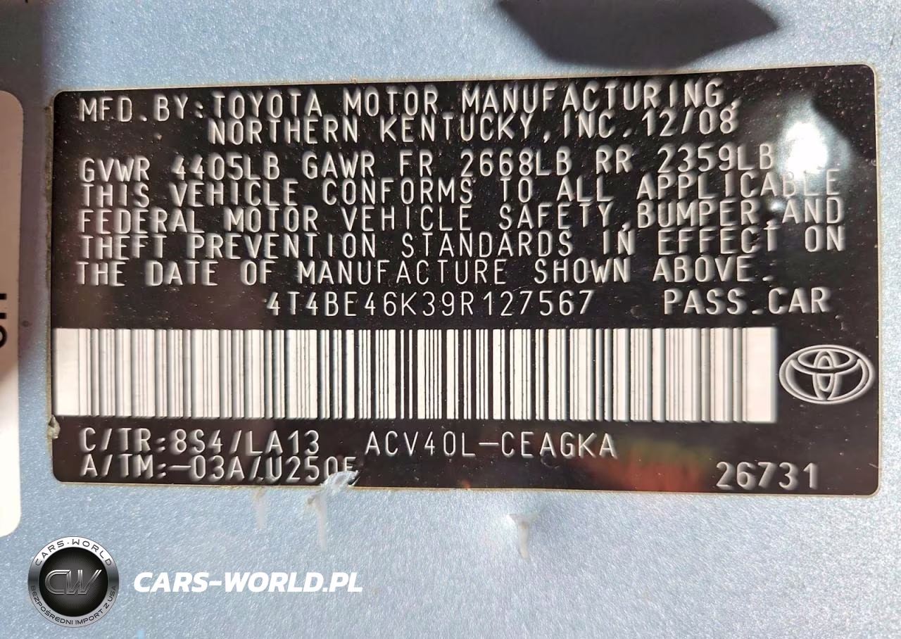2009 Toyota Camry Xle VIN:4T4BE46K39R127567 - 12