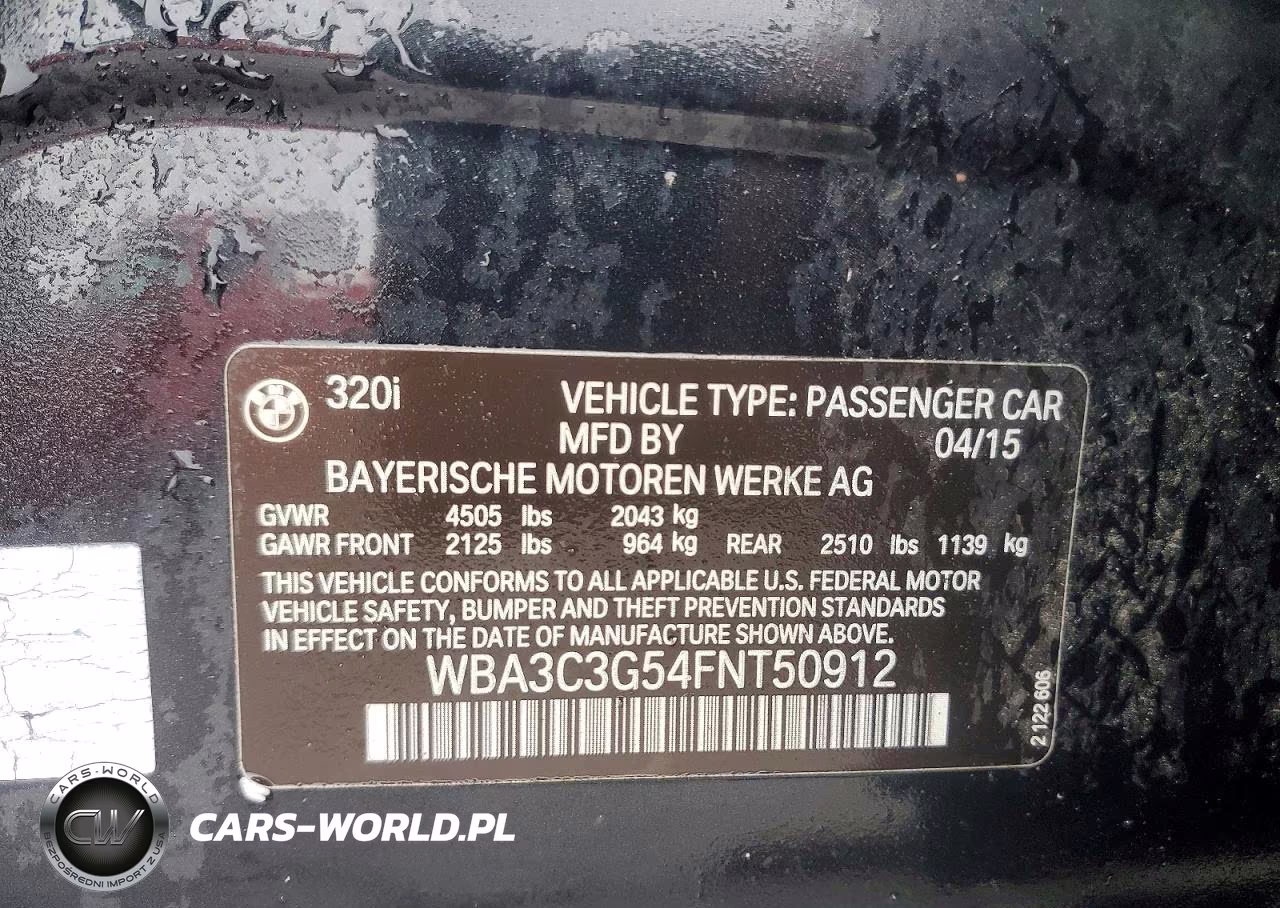 2015 BMW 320 I xDrive VIN:WBA3C3G54FNT50912 - 13