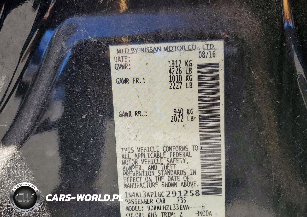 2016 Nissan Altima 2.5 Sr VIN:1N4AL3AP1GC291258 - 12