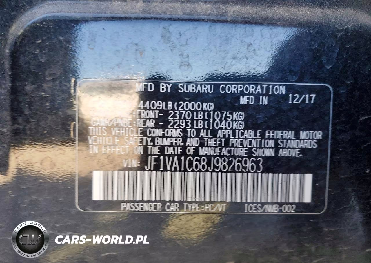 2018 Subaru Wrx Premium VIN:JF1VA1C68J9826963 - 12