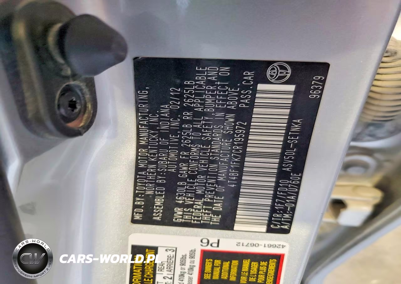 2012 Toyota Camry Le VIN:4T4BF1FK7CR195972 - 12