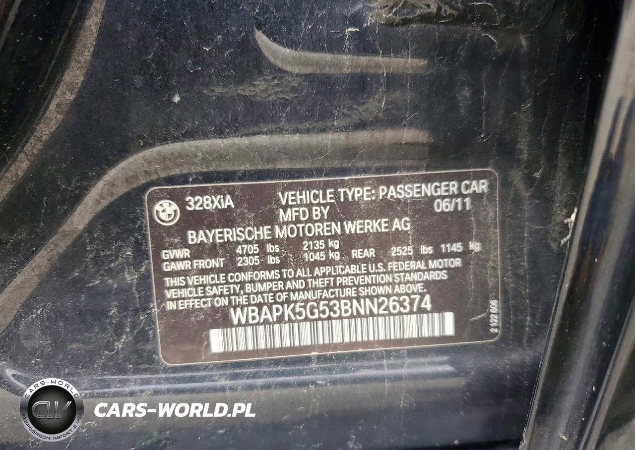 2011 BMW 328 Xi Sulev VIN:WBAPK5G53BNN26374 - 13