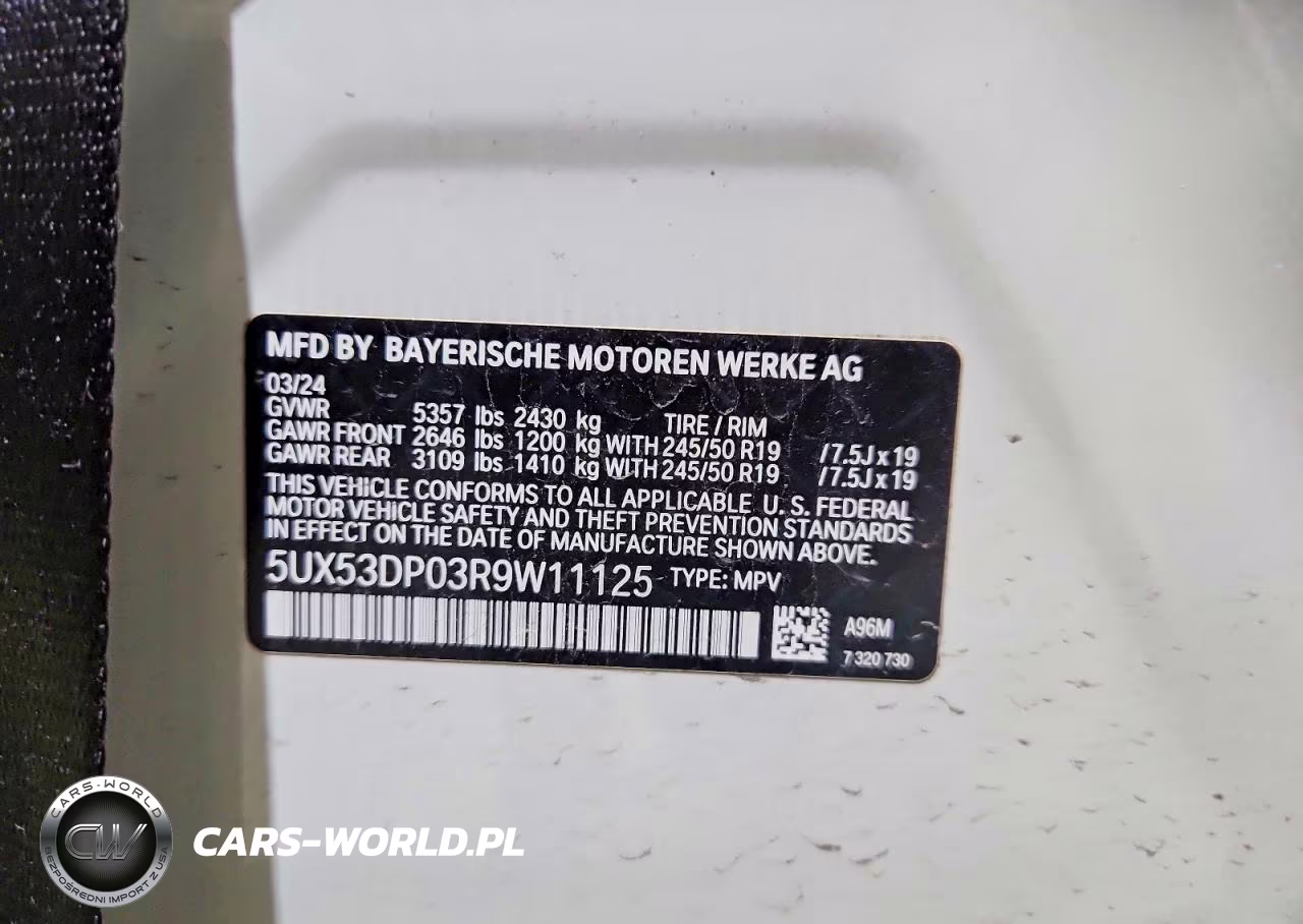2024 BMW X3 xDrive30I VIN:5UX53DP03R9W11125 - 14