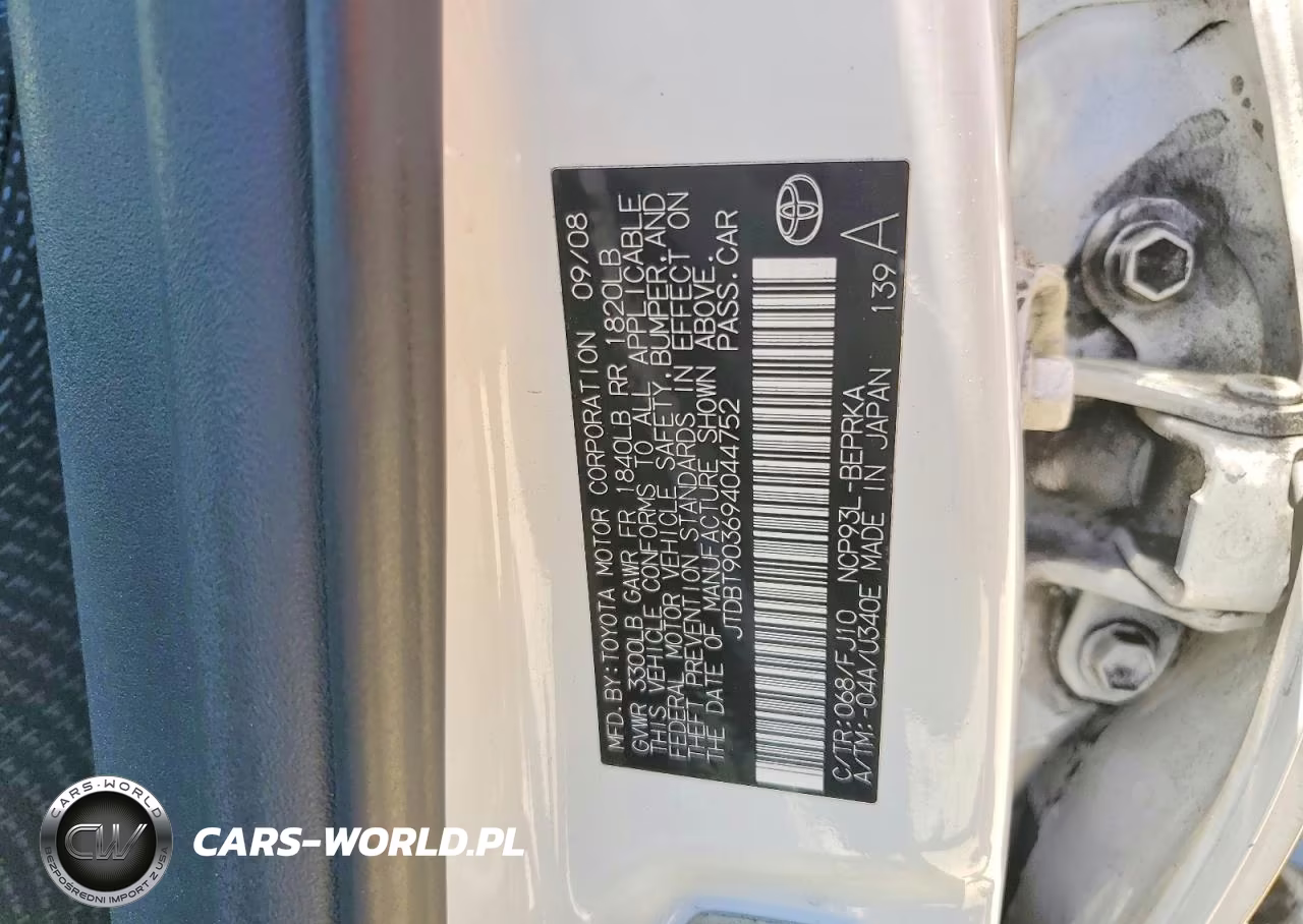 2009 Toyota Yaris Base VIN:JTDBT903694044752 - 12