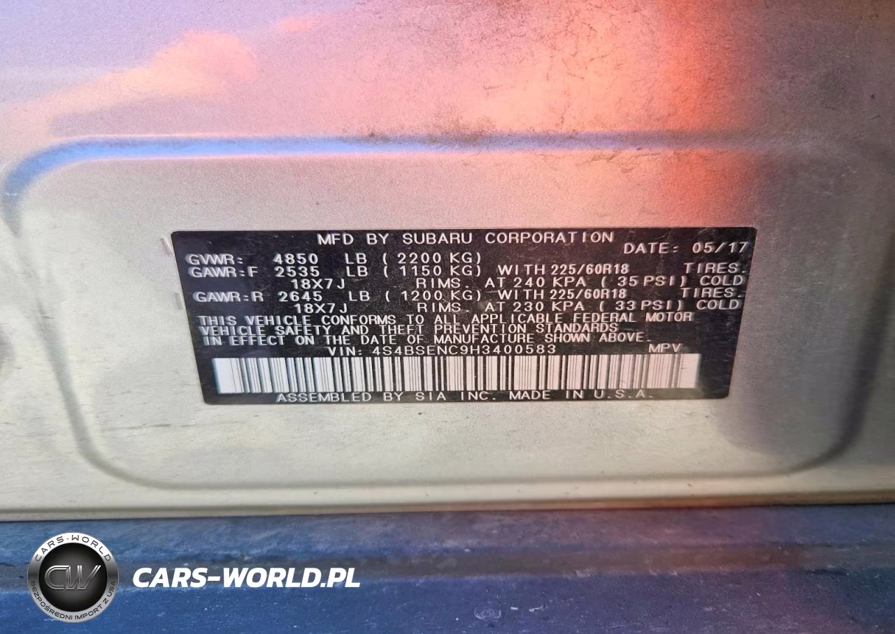 2017 Subaru Outback 3.6R Limited VIN:4S4BSENC9H3400583 - 14