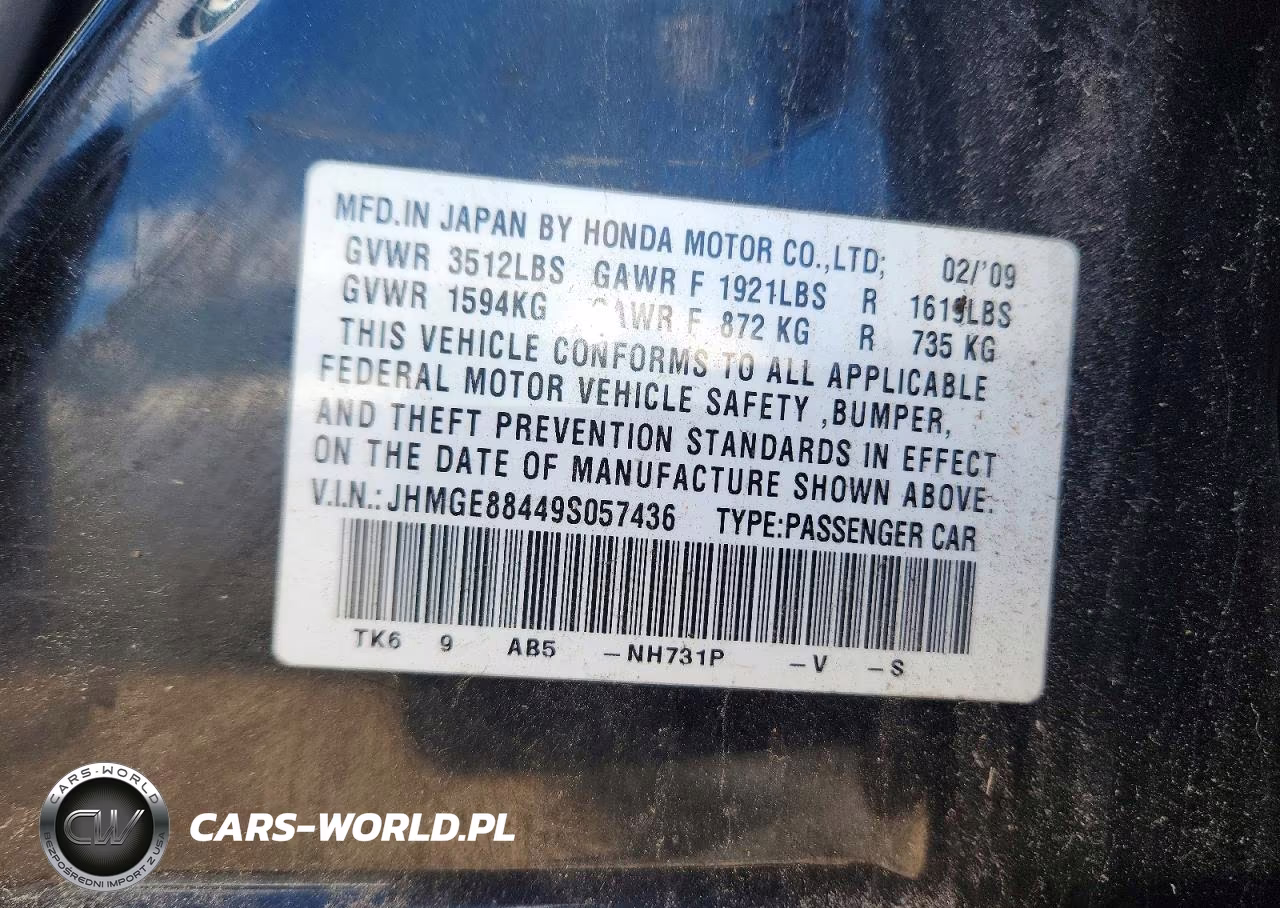 2009 Honda Fit Sport VIN:JHMGE88449S057436 - 12