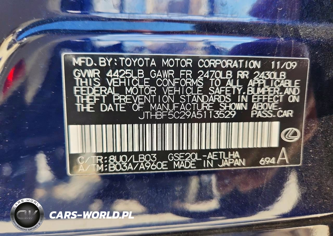 2010 Lexus Is 250 VIN:JTHBF5C29A5113529 - 12