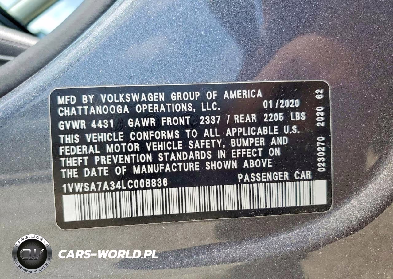 2020 Volkswagen Passat Se VIN:1VWSA7A34LC008836 - 12
