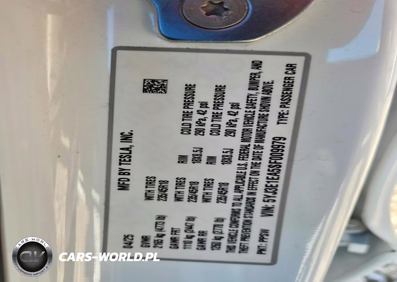 2025 Tesla Model 3 VIN:5YJ3E1EA5SF009979 - 12