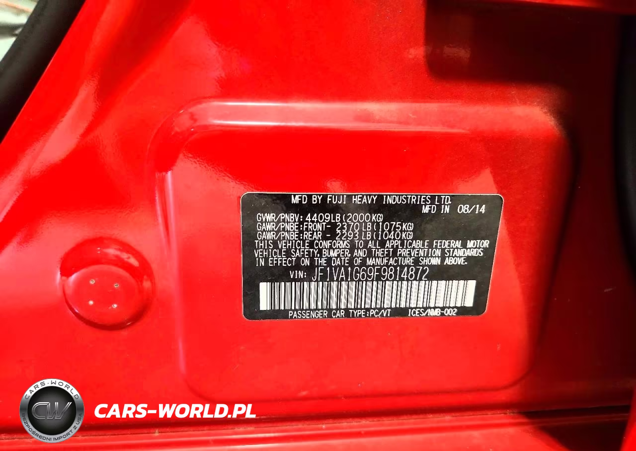 2015 Subaru Wrx Limited VIN:JF1VA1G69F9814872 - 13