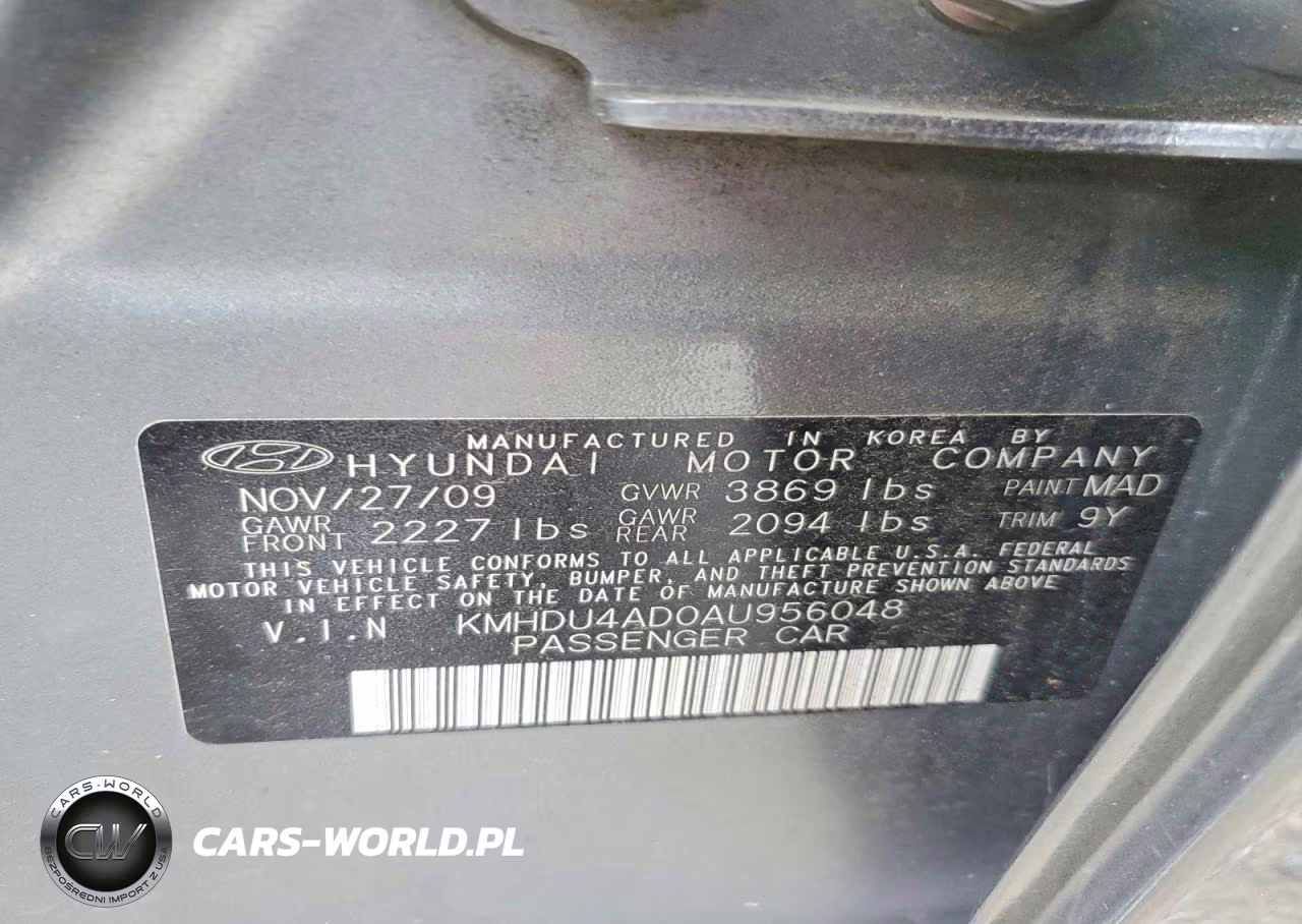 2010 Hyundai Elantra Gls VIN:KMHDU4AD0AU956048 - 12