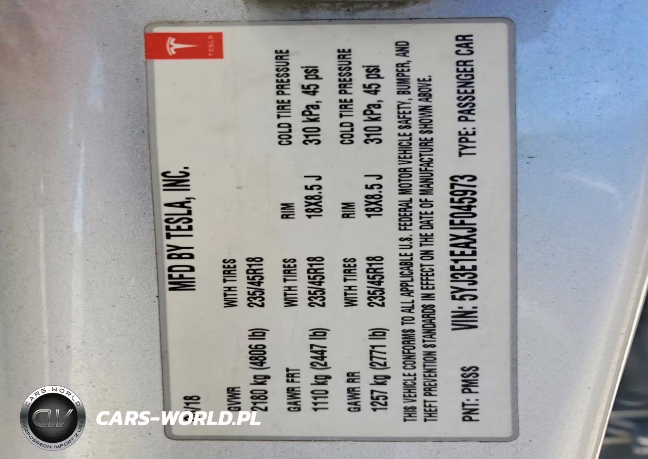 2018 Tesla Model 3 VIN:5YJ3E1EAXJF045973 - 13