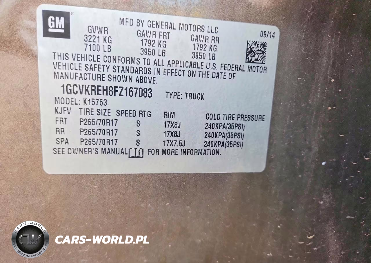 2015 Chevrolet Silverado K1500 Lt VIN:1GCVKREH8FZ167083 - 12