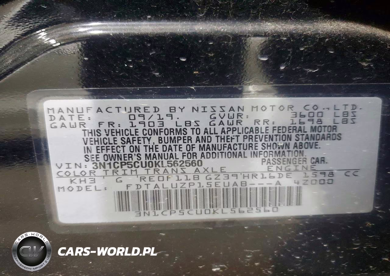 2019 Nissan Kicks Sr VIN:3N1CP5CU0KL562560 - 14