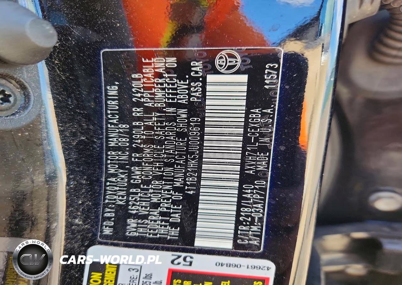 2018 Toyota Camry Hybrid Xle VIN:4T1B21HK5JU009619 - 12